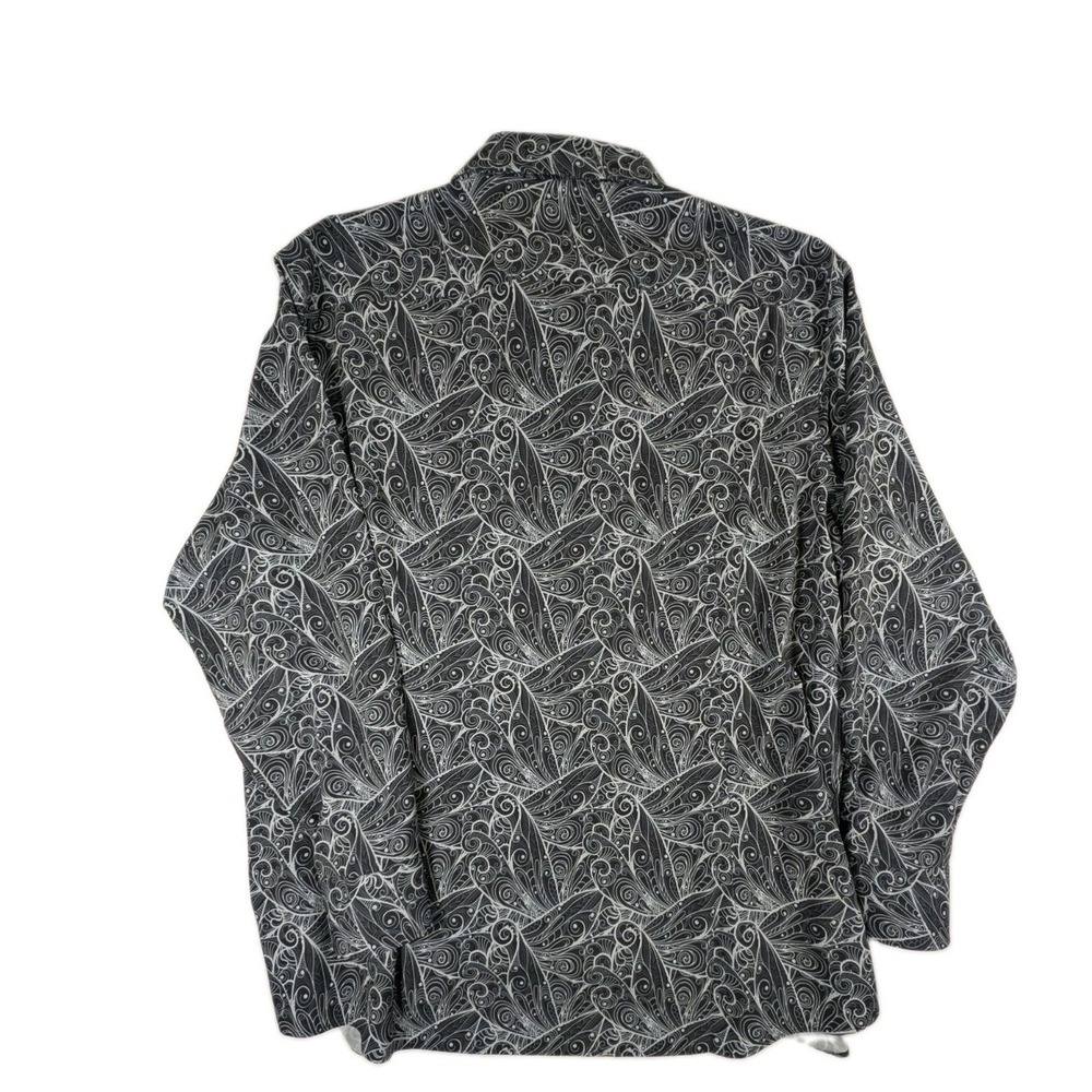 Murano Performance Button Up Shirt Black White Swirl Long Sleeve 2XB - Picture 3 of 12